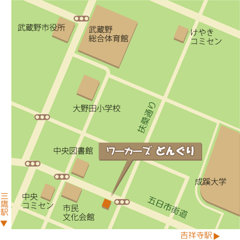どんぐりへのアクセスマップ